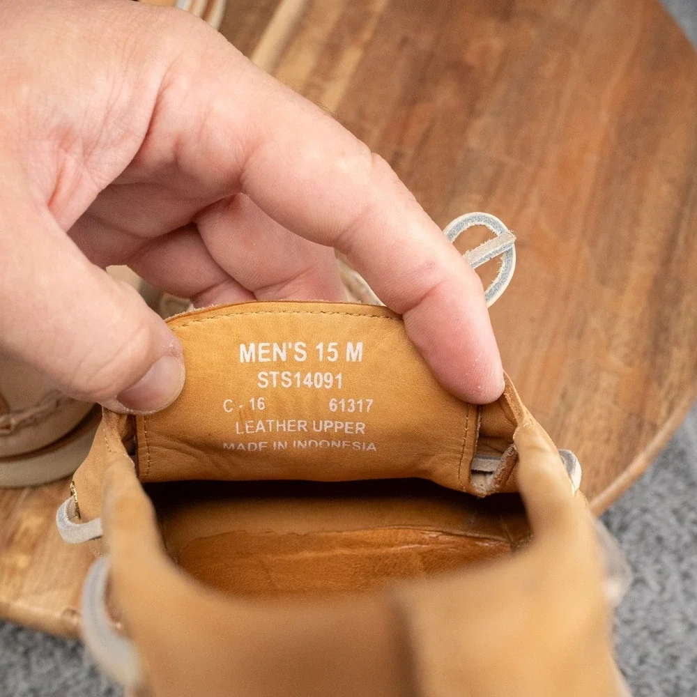 Sperry Gold Cup Boat Shoes Mens 15 M A/O 2-Eye 2-Tone Cream Leather Preppy